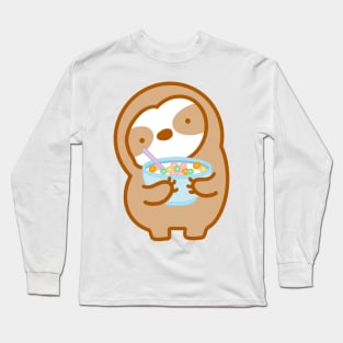 Cute Cereal Sloth Long Sleeve T-Shirt